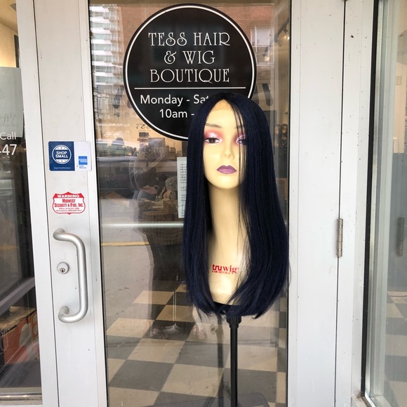 Blue Black lacefront wig swisslace silky straight - Picture 5 of 8